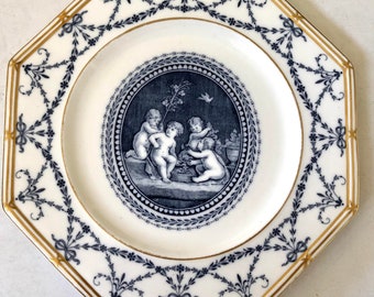 4-19th C. Wedgwood Octagon Blue and White Putties Plates