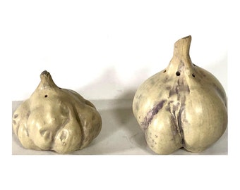 California Studio Ceramics Artist Patricia Garrett's Garlic Salt and Pepper Shakers