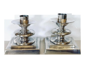 Spratling Pair of Early Handwrought Sterling Silver Candlesticks