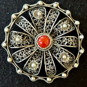 800 Silver Filigree Brooch