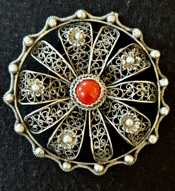 800 Silver Filigree Brooch