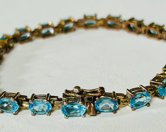 Blue Crystal Sterling Tennis Bracelet