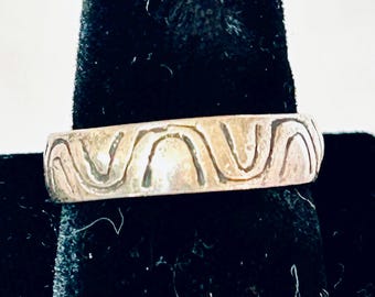 Etched Sterling Band Ring, Size 7.75