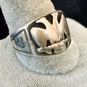 Vintage Masonic Silber Doppelkopf Adler 32 Grad Sterling Silber Ring, Größe 10