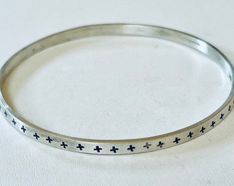 925 Sterling Silver Vintage Mexico Bamboo Bangle Bracelet 8