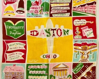 Carl Tait 40's Dayton Souvenir Handkerchief