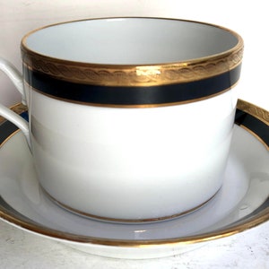 Tasse à Café Et Sa Sous-tasse Richard Ginori Pittoria Di Doccia, Porcelaine Bleue