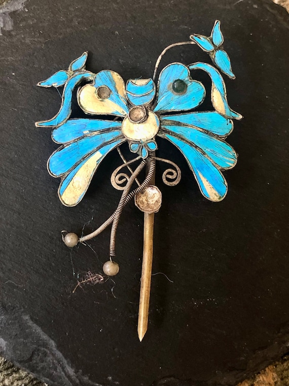 Antique Chinese Kingfisher Hairpin