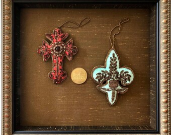 Cathedral of Notre Dame Coin and French Ornaments Shadow Box