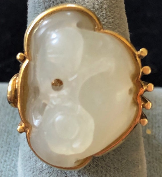 Antique Carved Asian Button Ring