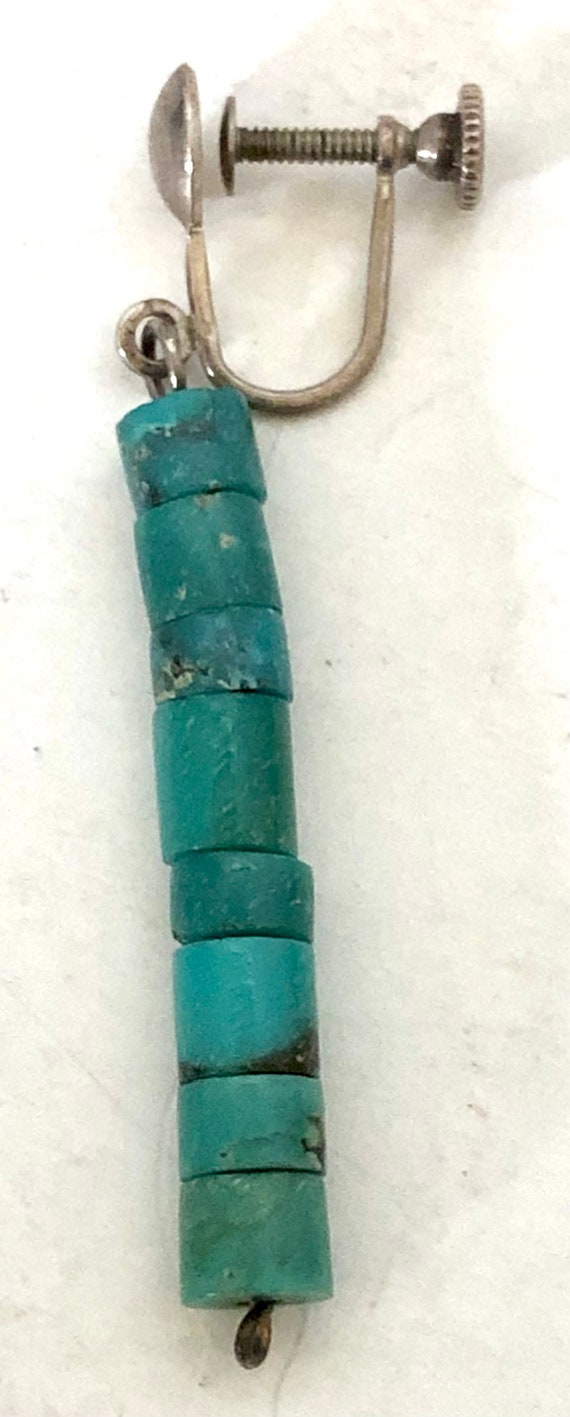 Native American turquoise column screw back earri… - image 2