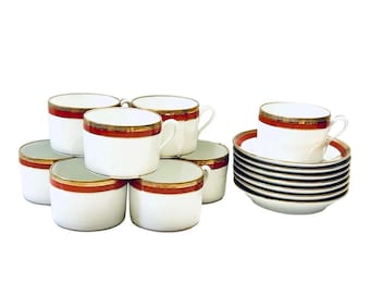Richard Ginori 1735 Porcelain Side Plates: Blue Floral Border, Set