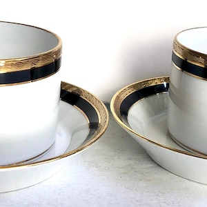 Richard Ginori Palermo Black Cups & Saucers, Pair