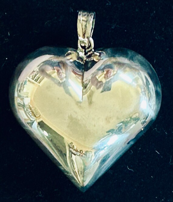 Large Puffed Silver Plated Heart Pendant