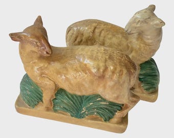 Vintage Italian Borghese Spring Sheep Bookends