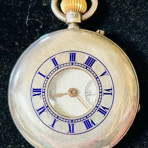 1892 London Half Hunter Pocket Watch with Enameled Numbers in Case