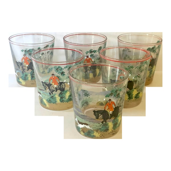Hunting Scene Glasses Etsy