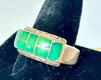 Native American Turquoise Band Ring, Size 10.25
