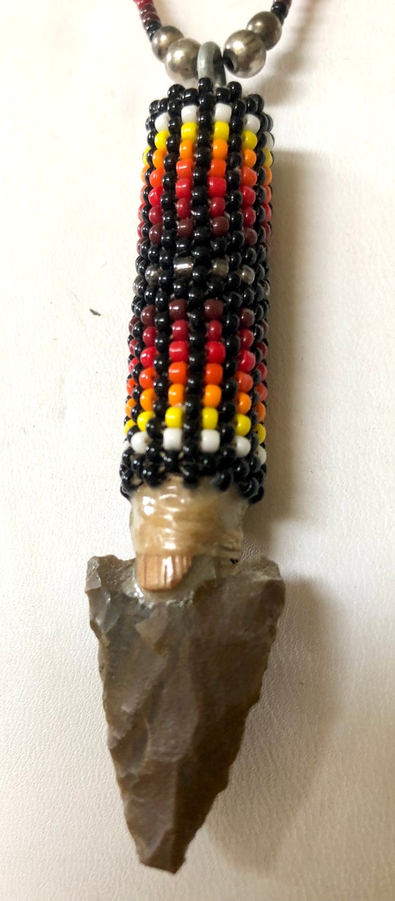 Native American arrowhead beaded necklace