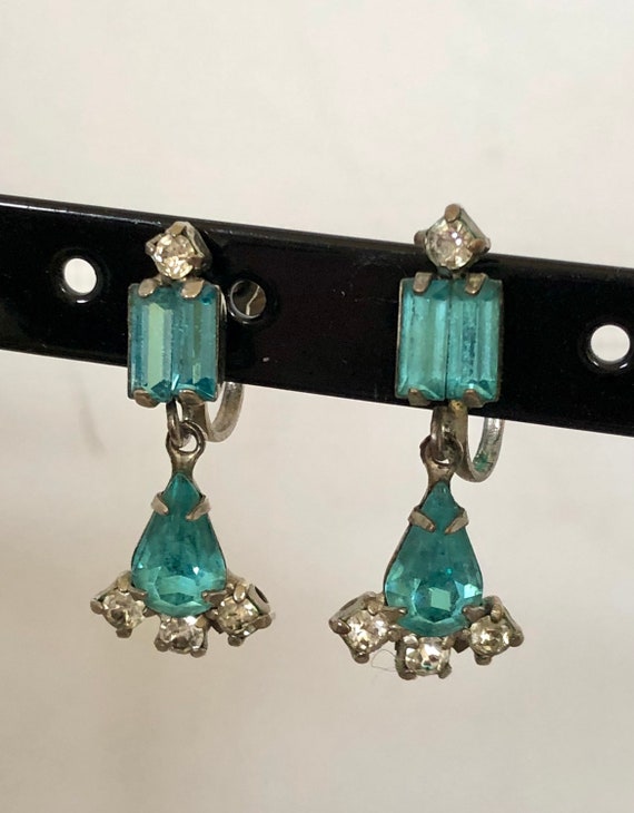 Petite blue screw back earrings - image 1