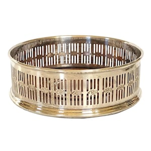 Large English Pierced Silver Wine Coaster