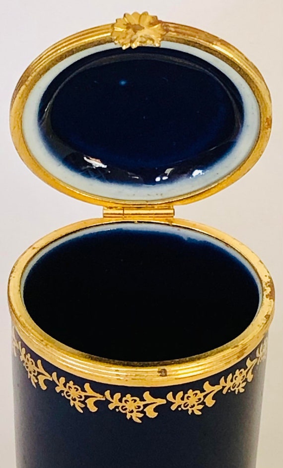 Limoges Cobalt Blue Cylinder Box - image 4