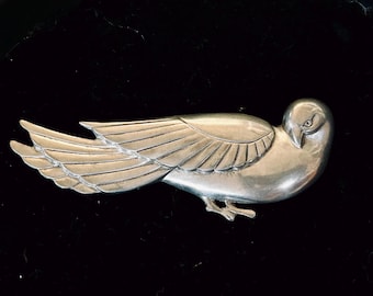 Art Deco Sterling Cast Dove Brooch