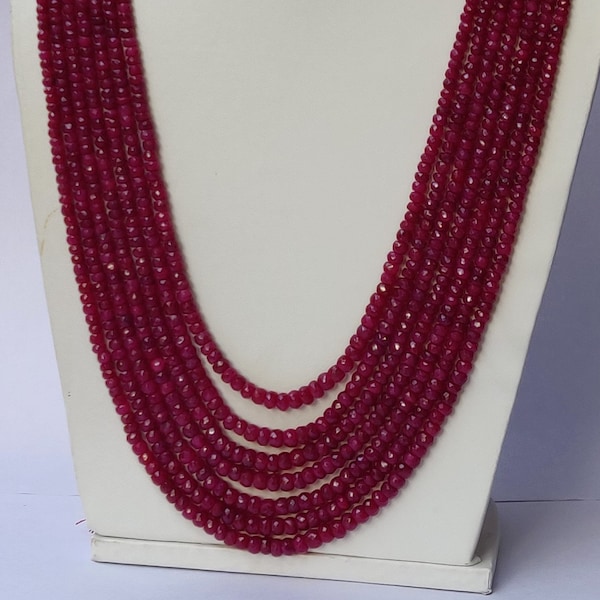 AAA Quality Natural Ruby Faceted beads Necklace , Gift for Her , Precious Gemstone Beads Necklace