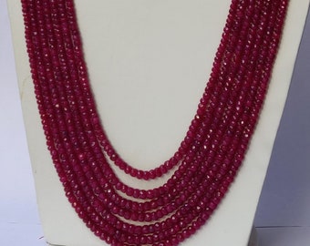 AAA Quality Natural Ruby Faceted beads Necklace , Gift for Her , Precious Gemstone Beads Necklace