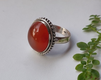 Carnelian Ring | Stackable Gemstone Ring | Handmade Rings | Gemstone Ring | 925 Sterling Silver Ring