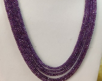 AAA Afrikanische Amethyst Halskette: 5-Strang facettierte Edelstein Perlen