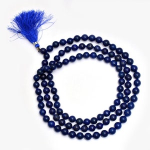 Natural Lapis Lazuli Japa Mala: 108 Bead Prayer Beads (6mm)