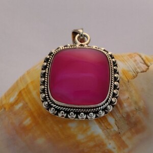 Pink Banded Agate 925 Silver Pendant: Boho Statement Jewelry