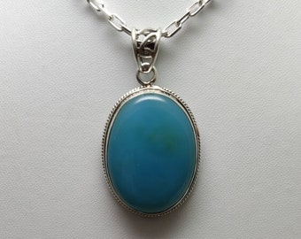 Aqua Chalcedony Pendant ,925 Silver Gemstone Pendant, Boho Style Jewelry