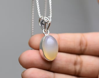 Natural Moonstone 925 Sterling Silver Pendant: Peach Oval Cabochon