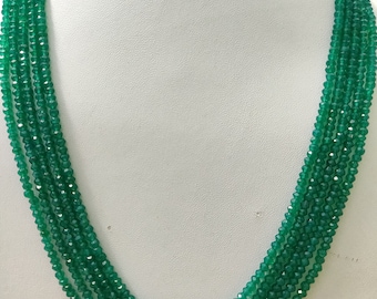 5 Strang Grüner Onyx Perlen Halskette: Edelstein Schmuck
