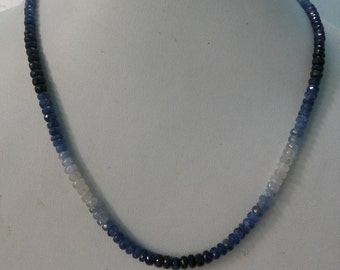 Natural Blue Sapphire Beads Strand Necklace , Blue Sapphire Shaded Beads Necklace , Precious Gemstone Beads String Size 3.5/ 4- MM