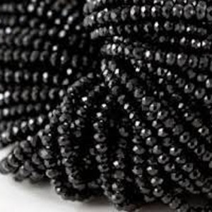 Black Spinel Faceted Beads , Semi Precious Gemstone Beads , Black Spinel Roundel Beads Strand Size 2.5 MM Length 13 &#39;&#39;