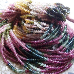 Multi-Color Tourmaline Faceted Beads Strand - 3.5mm, 13 Inches