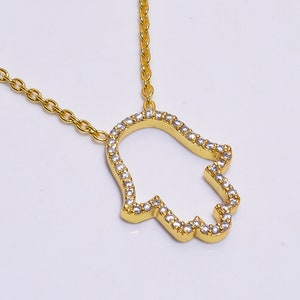Gold Plated Hamsa Hand Necklace: Sterling Silver Protection Pendant