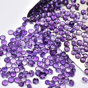Amethyst Gemstones, Natural Amethyst Gems, Round Shape Gemstones, Jewelry Making Gemstones, Purple Color Gemstones, 3 mm - 10 mm