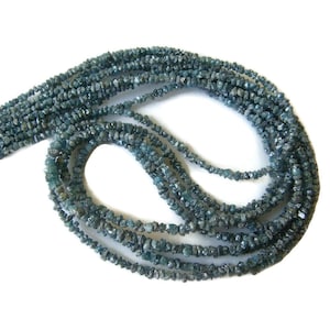 Natural Blue Diamond Rough Uncut Beads Strand  , Uncut Diamond Beads Strand , Conflict Free Blue Diamond Bead Size 2-3 MM Length 16 &#39;&#39;