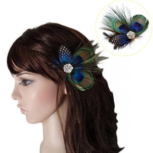 Peacock Feather Fascinator Hair Clip Headband Gatsby Party Wedding Guest Head Dress