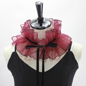 High Neck Detachable Neckline Ruffled Collar Victorian Chiffon Collar Clown Stage