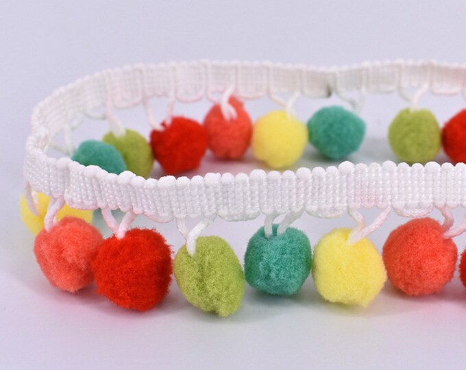 Pom Pom Trim. Multi Coloured Pom Pom Trim . 5 Meters Etsy UK