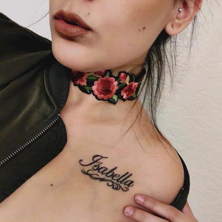 Embroidered Rose Tattoo Inspired Choker Necklace Flower Floral - Etsy Embroidered Rose Tattoo Inspired Choker Necklace Flower Floral - Etsy