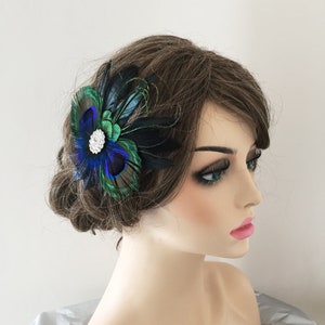 Peacock Feather Fascinator Hair Clip Head Dress Gatsby Party Wedding Guest