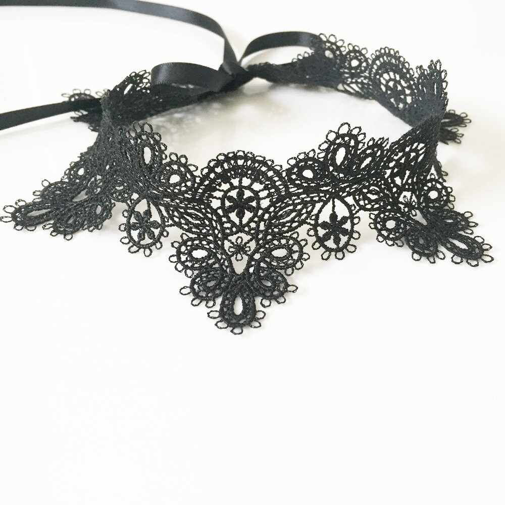 Victorian Gothic Black Delicate Lace Choker Necklace Noble - Etsy UK