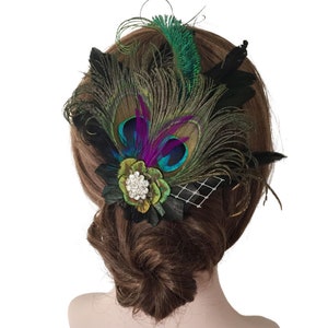 Peacock Feather Fascinator Hair Clip Headband Gatsby Party Wedding Head Dress