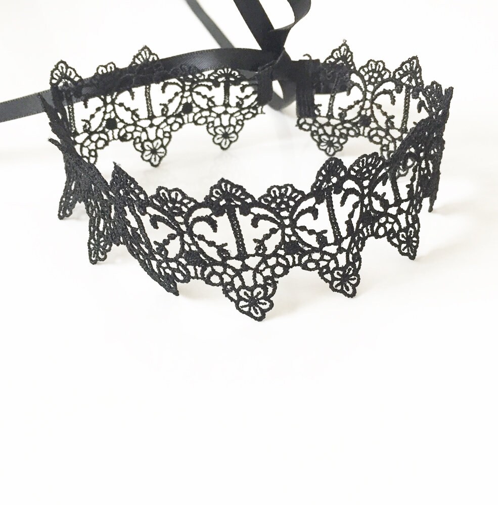 Victorian Gothic Black Delicate Lace Choker Necklace Noble - Etsy UK